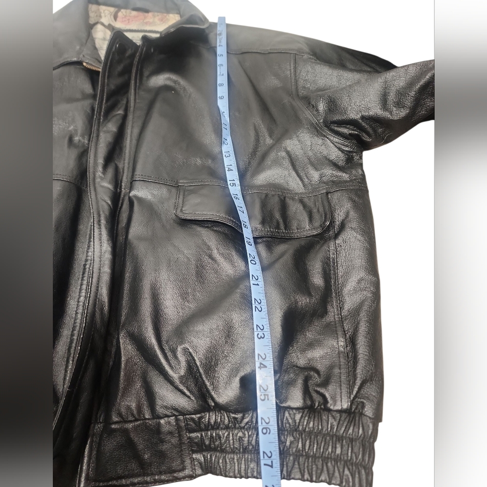 Burk's Bay Men's Black Leather Bomber Jacket. XL - Picture 8 of 13